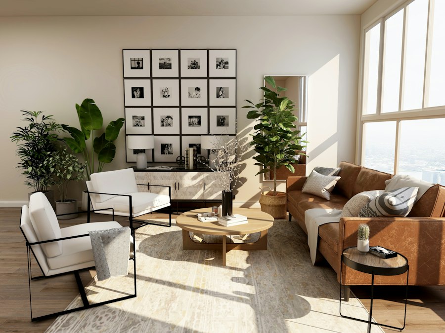Intérieur contemporain équipé d'un éclairage soigné